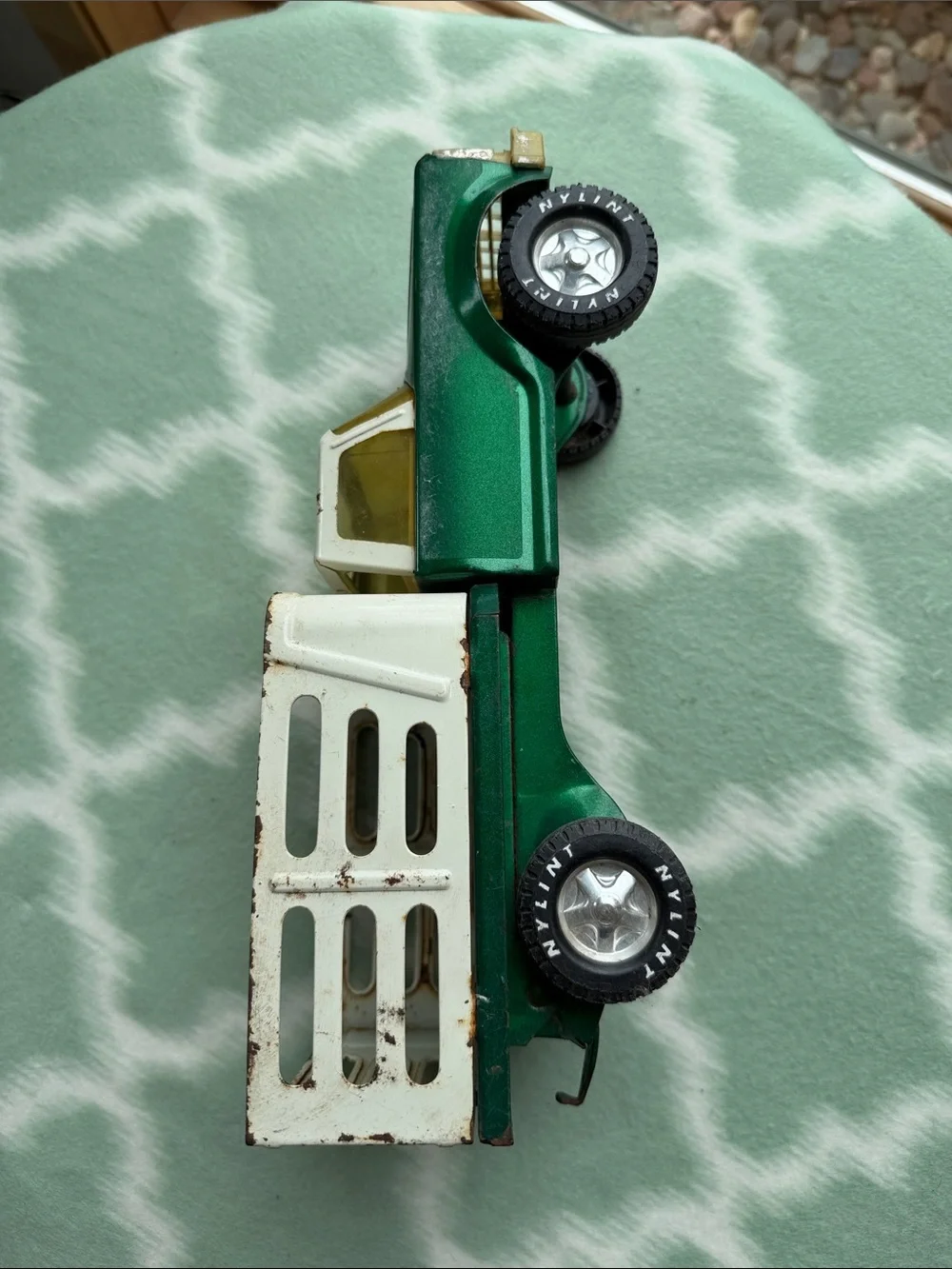 Vintage Nylint Farms Truck Green & White with Yellow Cab 12” long